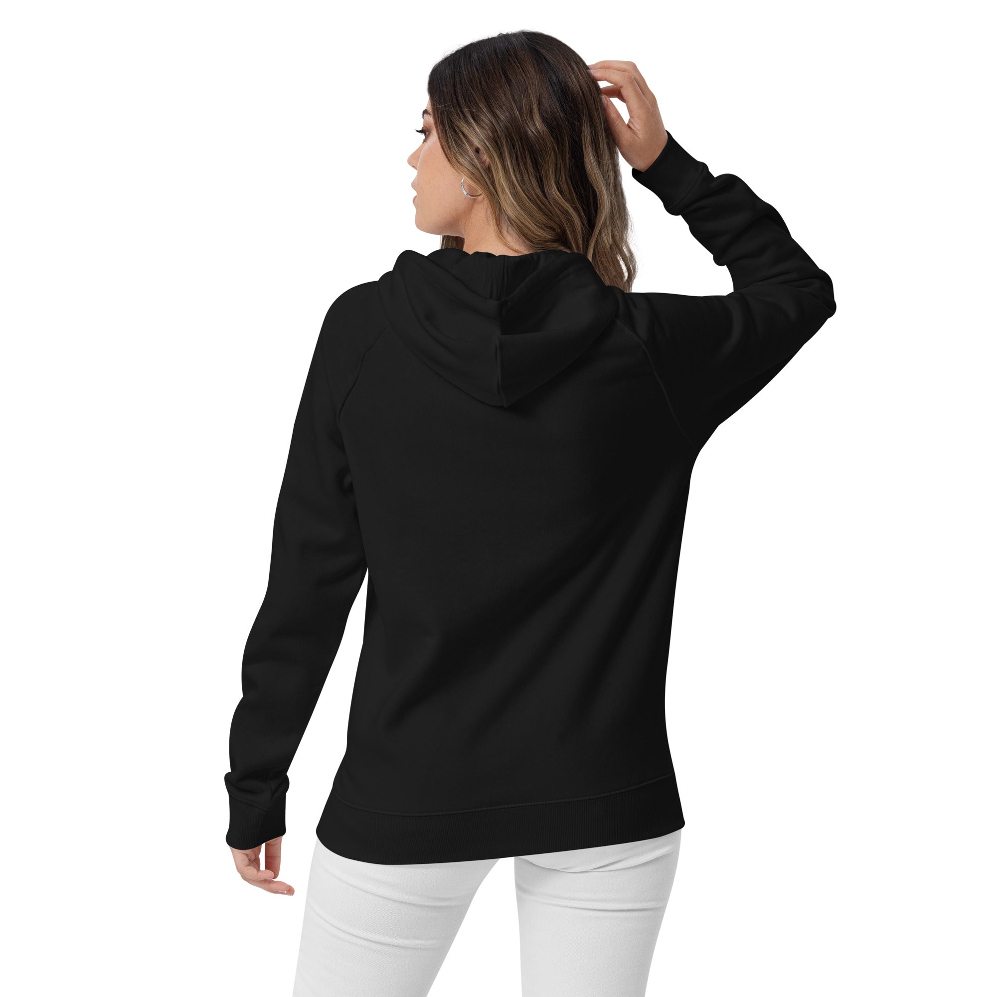 Black Unisex Embroidered Eco Raglan Hoodie. - Jittr Coffee Co