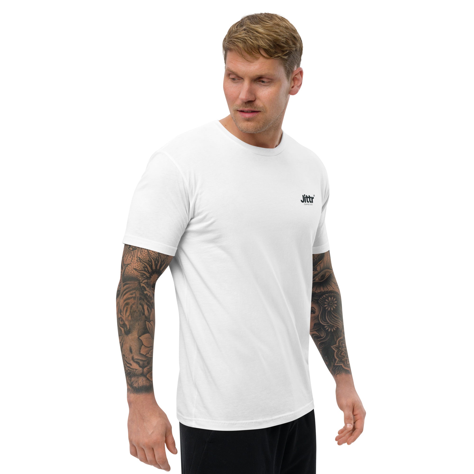 Men's White Short Sleeve T-shirt. - Jittr Coffee Co