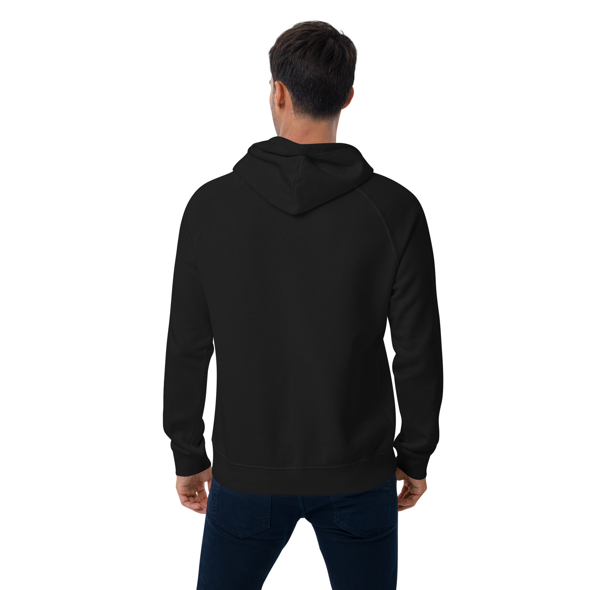 Black Unisex Embroidered Eco Raglan Hoodie. - Jittr Coffee Co