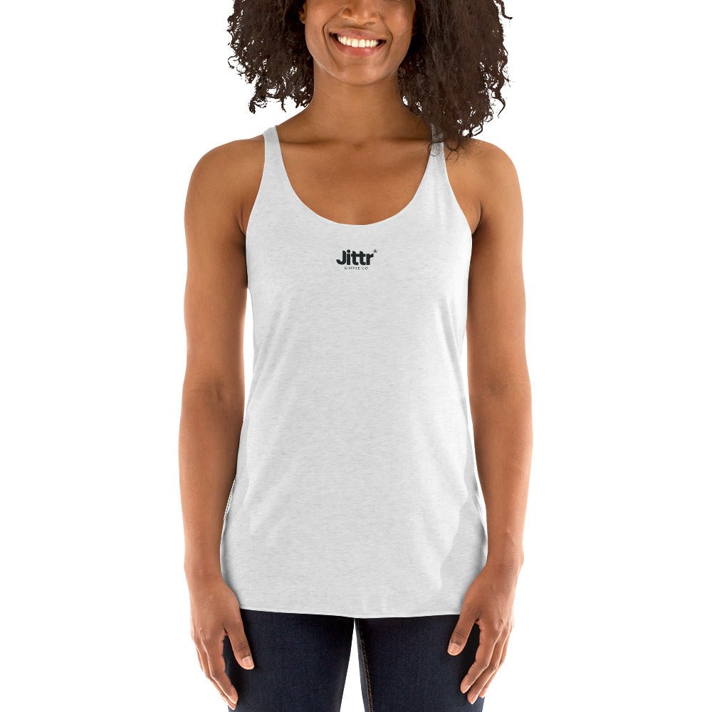 Women's White Racerback Tank. - Jittr Coffee Co